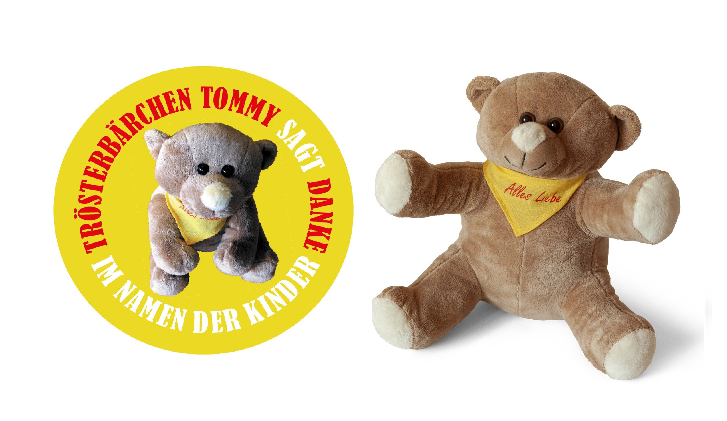 Ein Logo mit Trösterbär Tommy.